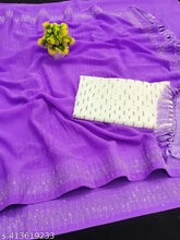 Indian Georgette saree, JANKI 2 LAVANDER with zari woven blouse pattern, free size, length 5.5m