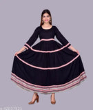 Women's black rayon kurti with three-quarter sleeves, solid design. Size S (Bust 36in, Length 48in), perfect for a classy, comfortable look. Made in India