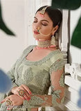 Embroidered net lehenga choli set, new design heavy work with dupatta, Indian bridal wear semi-stitched (44in waist, 44in length)