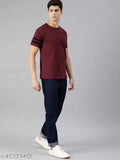 Striped, quick dry cotton blend t-shirt for men, featuring regular fit and sweat absorbent material. Perfect for everyday wear and easy returns