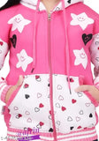 Cotton kids girls winter hoodie jacket with printed net design, ideal for layering in cool weather (0-12 years)