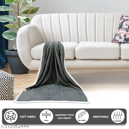 Grey fleece blend fluffy baby blanket for both baby bays and baby girls up to 12 months, ultra-lightweight and cozy, ideal for all seasons use