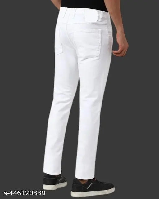 White denim jeans with brown teddy bear placement print, size 28/30/32, made in India