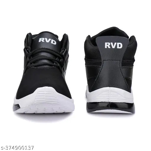 Black EVA sole running shoes for men, ideal for sports and parties, featuring lace-up fastening and iron man pattern