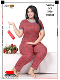 Premium quality printed nightwear set with pocket, ivanyas new nightsuit cordset in nighty style, Indian-origin