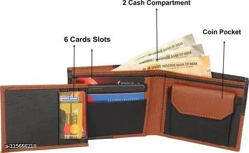 Classic world PU casual pocket wallet, solid color, compact storage for cards and coins, free size (11cm x 10cm), India-origin accessory