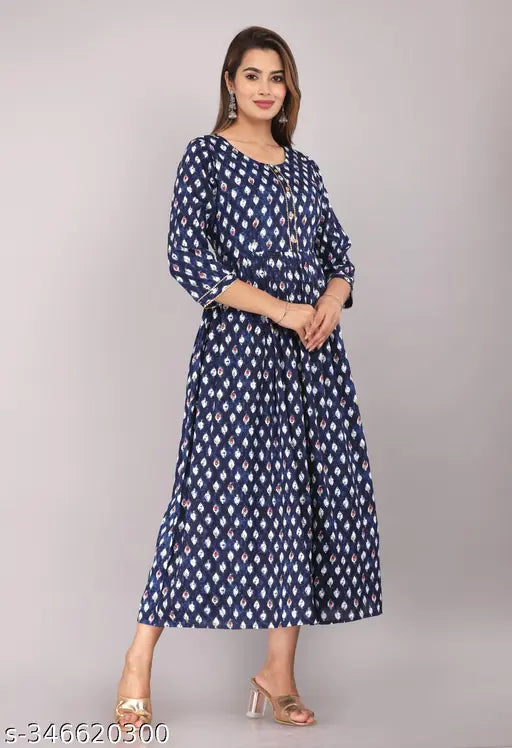 Rayon slub three-quarter sleeve printed combo kurta, best for casual and office wear. Indian ethnic print on home washable fabric