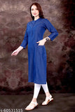 Denim Zari Pintex Work Salwa Kurti, solid combo denim tunic with quarter sleeves, size M-6XL for a versatile Indian fashion statement