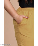 Beige cotton lycra plus size trousers for women, elevate comfort and style