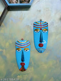 Terracotta wall hanging artisan-made mask, eco-friendly Indian handicraft for living room or bedroom