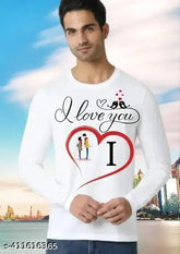 Polyester I NAME T-shirt, men's printed 'I Love You' design, short sleeves, India origin