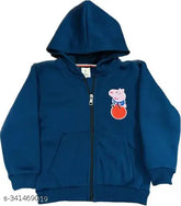 Cotton boys jacket/hoodie with embroidered pattern and zip front, India-made size 2-3 years (15 in x 12 in)
