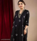 Viscose rayon kurti set for women with palazzos, solid color, three-quarter sleeves. Available in M, L, XL, XXL, XXXL, and 4XL sizes. Indian-made