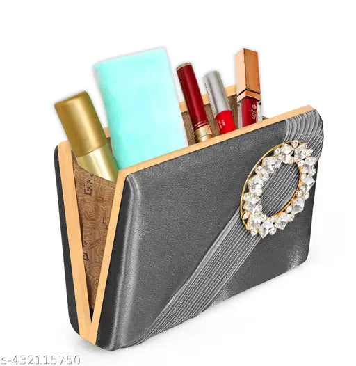 Synthetic diamond frame evening handbag, embellished net pattern. One compartment, free size (9in x 3in). Luxurious women's designer clutch for weddings and parties