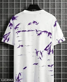 Purple oversized cotton half-sleeve t-shirt, printed down shoulder, trendy wear for men's casual fashion