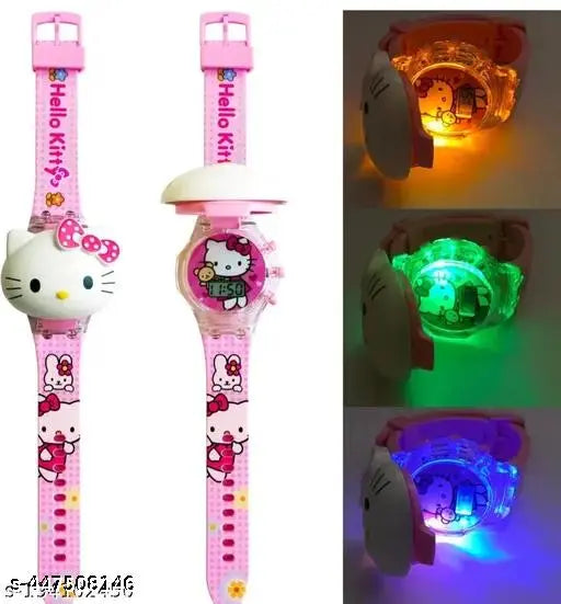 Multicolor Hello Kitty Kids Digital Watch with LED Lights, Music, and Adjustable Strap - Best Birthday Gift for Ages 3-9
