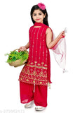Embellished Georgette Naira Kurta Set with Dupatta, Indian partywear for girls aged 7-8 years