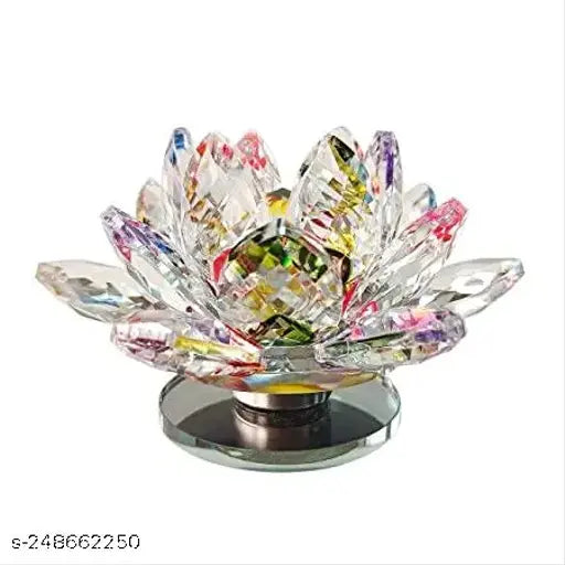 Multicolored glass crystal lotus flower for Vastu-compliant home decor, enhances positive energy and good luck (85x85x5 CM)