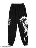 Black cotton blend women's animal print jogger pants, stylish and breathable for athletic performance