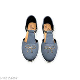 Grey synthetic ballerinas, embellished ankle loop for women and girls, comfortable walking shoes made by BALLY FOOT