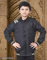 Special black butter jacket for boys (Nadwi Collection), long sleeves, nylon fabric, 7-8 years size
