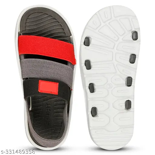 Black acrylic and EVA boys' casual flip flops. Trendy sandals for kids aged 5-16 years by OM FOOTWEAR