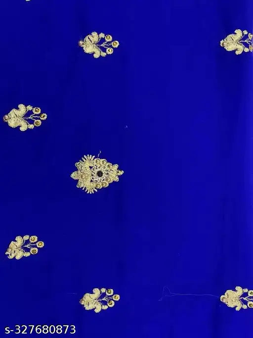 Heavy CC Georgette Embroidered Party Saree with All Over Stone Work, floral embroidery on Indian Silk sari and matching blouse piece