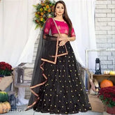 Taffeta silk lehenga choli with net dupatta, trendy Bollywood-inspired design for Indian wedding wear