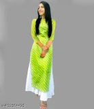 Pure cotton Leheriya dyed/washed tasseled kurta with palazzo set, three-quarter sleeves, Indian fashion apparel