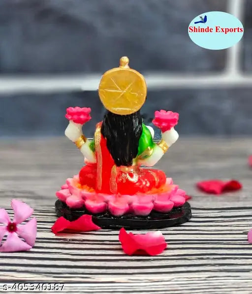 Marble Laxmi Statue, small Goddess Lakshmi Idol for Home Pooja, 9.5x8x6cm, India
