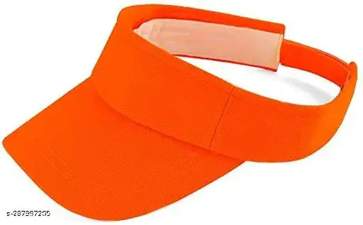 Neon orange cotton adjustable visor cap with UV protection and anti-sweat panel liner - perfect unisex accessory for all seasons