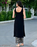 Rayon sleeveless kurti with rayon palazzos, summer special straight cut Indian kurta and bottomwear set
