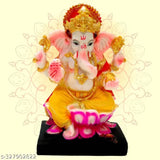 Poly resin Ganesha idol (8cm x 10cm x 14cm), traditional Indian home decor for worship