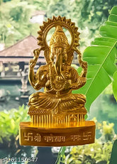 Metallic Ganesha figurine, 10cm x 10cm x 7cm Darbar idol from India