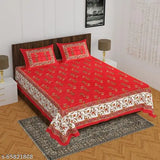 Multicolor Jaipuri cotton flat sheet by Gillkart, ideal for double king beds, comes with 2 pillow covers, India-made