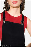 Trendy Look, high waist blue denim sleeveless dungaree with adjustable shoulder straps, four pockets, and belt loops - made in India