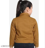 Trendy cotton denim jacket for kids girl, solid pattern, long sleeves, 5-6 years size