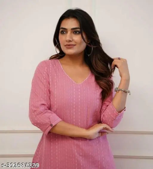 Cotton kurta sets, three-quarter sleeve solid cotton palazzo suits for women, India origin