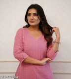 Cotton kurta sets, three-quarter sleeve solid cotton palazzo suits for women, India origin