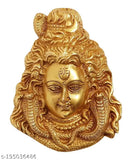Brass Shiva face statue, handicraft artifact for Indian home decor and gift, antique look, Shiva wall hanging from India