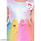 Pink net frock, sleeveless, embellished for cute elegant kids (1-2 years)
