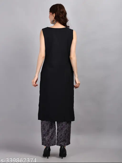 Digital Printed Polyester Kurta & Palazzo Set, vibrant Indian Ajarakh design, perfect for formal and casual occasions