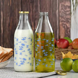 Blue Tree Glass WaterMilk Bottles (1000ML, pack of 8) - eco-friendly, reusable, leak-proof, dishwasher safe