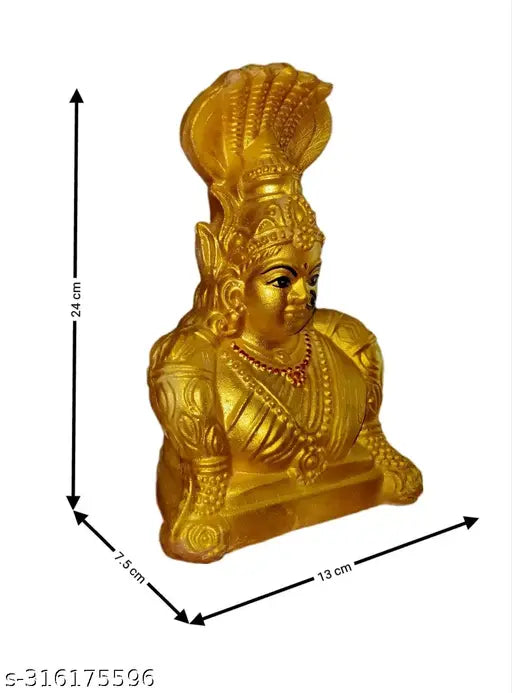 Exquisite golden ceramic Mariamman Statue, 13 cm x 24 cm x 7.5 cm, perfect for sacred Pooja Room decor