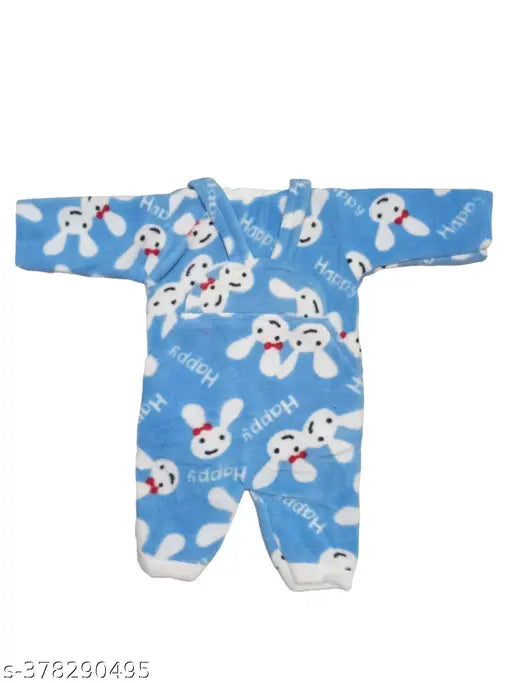Printed net wool winter dungarees set for baby boys and girls, short sleeves, 3 pcs combo, made in India
