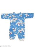 Printed net wool winter dungarees set for baby boys and girls, short sleeves, 3 pcs combo, made in India