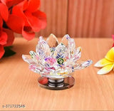 Multicolor glass lotus crystal (8 cm height), Vastu Feng Shui for positive energy, prosperity & good luck, ideal for living rooms or bedrooms
