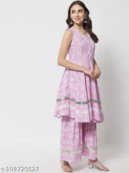 Pink Rayon Dupatta Set with Kurta and Bottomwear, Ikdaiya Fashion women's traditional Indian attire for various occasions