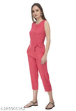 Black crepe women's full-length sleeveless jumpsuit, perfect for casual outings and weekend gatherings. Made in India