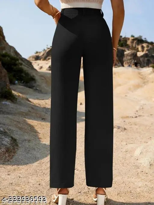 Cotton blend classic graceful trousers for women, solid net, size 26-34